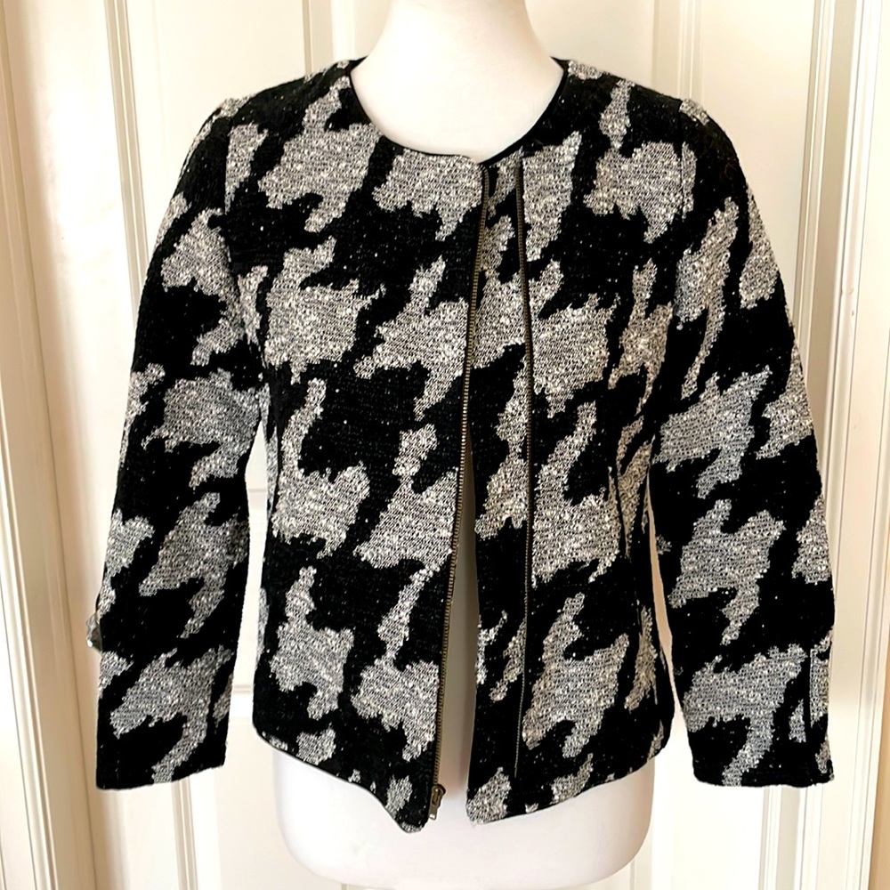 Myne Houndstooth Jacket - Black and Grey - Picture 2 of 6